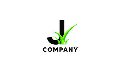 Letter J Lawncare Landscaping Green Grass Logo