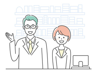 illustration of staff at pharmacy