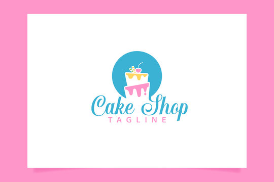 Cake shop logo vector graphic with beautiful cake images for all businesses, especially for bakery, cakery, cake art, cake school, cafe, etc.