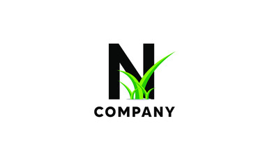 Letter N Lawncare Landscaping Green Grass Logo