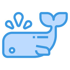 Whale blue line icon