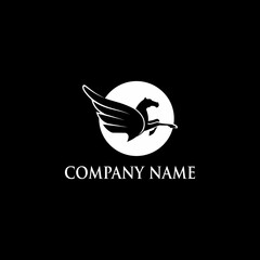 Simple and elegant flying horse logo