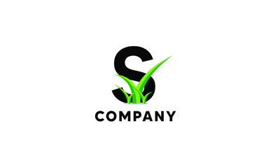 Letter S Lawncare Landscaping Green Grass Logo