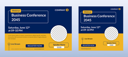 Marketing Strategies live webinar banner invitation and social media post template. Business webinar invitation design. Vector EPS