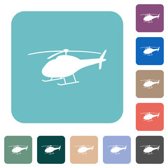 Helicopter silhouette rounded square flat icons