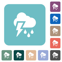 Stormy weather rounded square flat icons