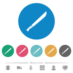 Machete flat round icons
