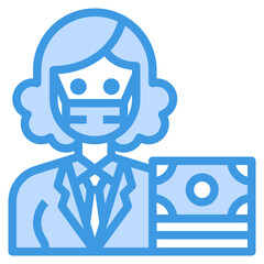 Banker blue line icon