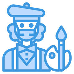 Artist blue line icon