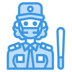 Security Woman blue line icon