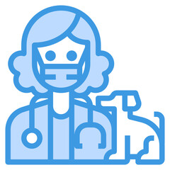 Veterinarian blue line icon