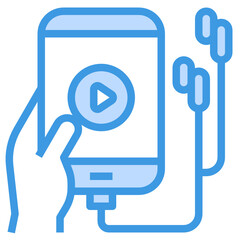 Music Player blue line icon