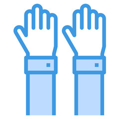 Raise Hand blue line icon