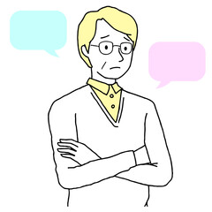 困り顔のシニア男性　悩み