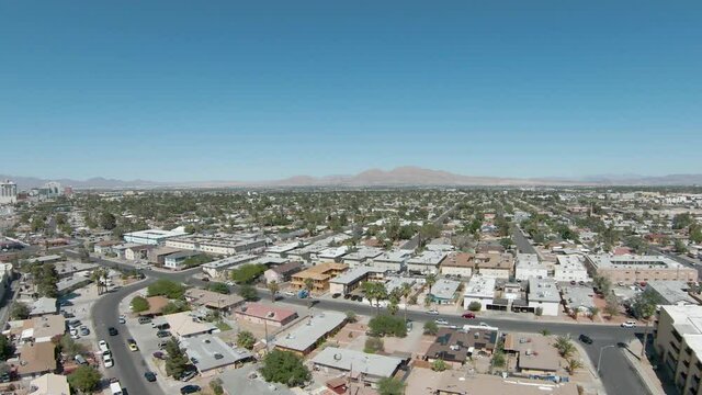 Sprawling urban residential area, Las Vegas, Nevada. Panoramic aerial view