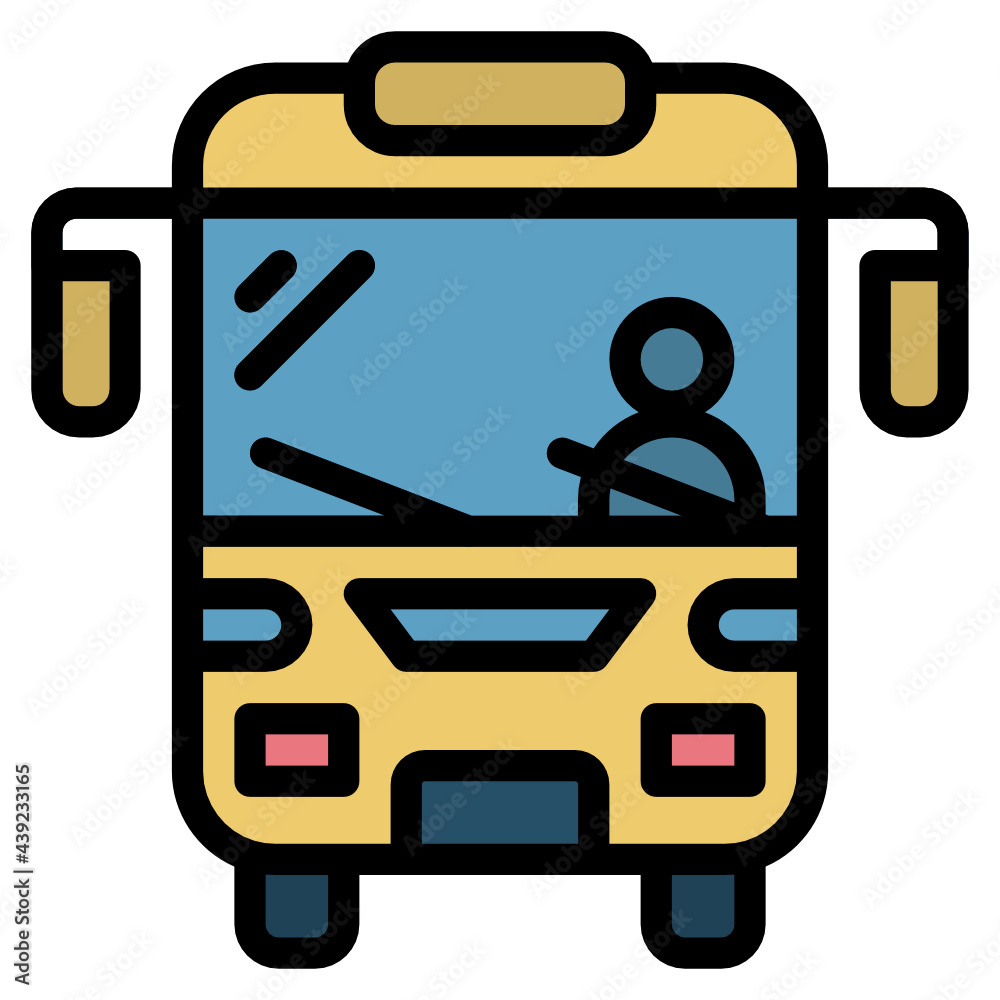 Sticker schoolbus line icon