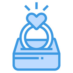 Wedding Ring blue line icon