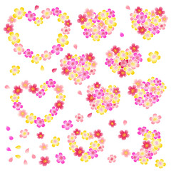 Heart-shaped cherry blossom bouquet material collection,