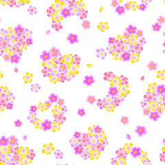 Seamless pattern of Japanese cherry blossom bouquet,