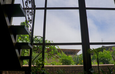 View of the courtyard behind the window