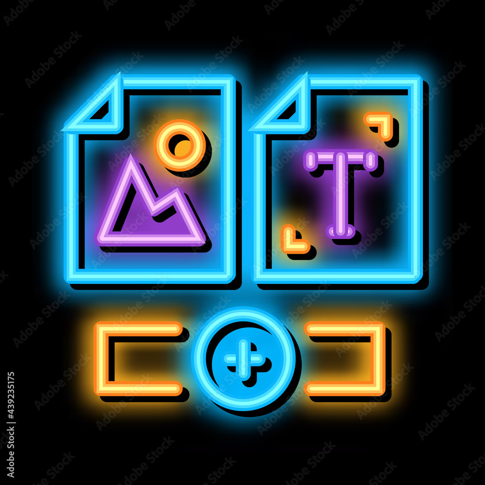 Poster web side image and text neon light sign vector. glowing bright icon web side image and text sign. tr