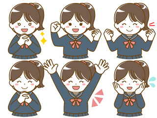 太った女子学生の楽しい表情