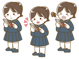 スマホを操作する太った女子学生