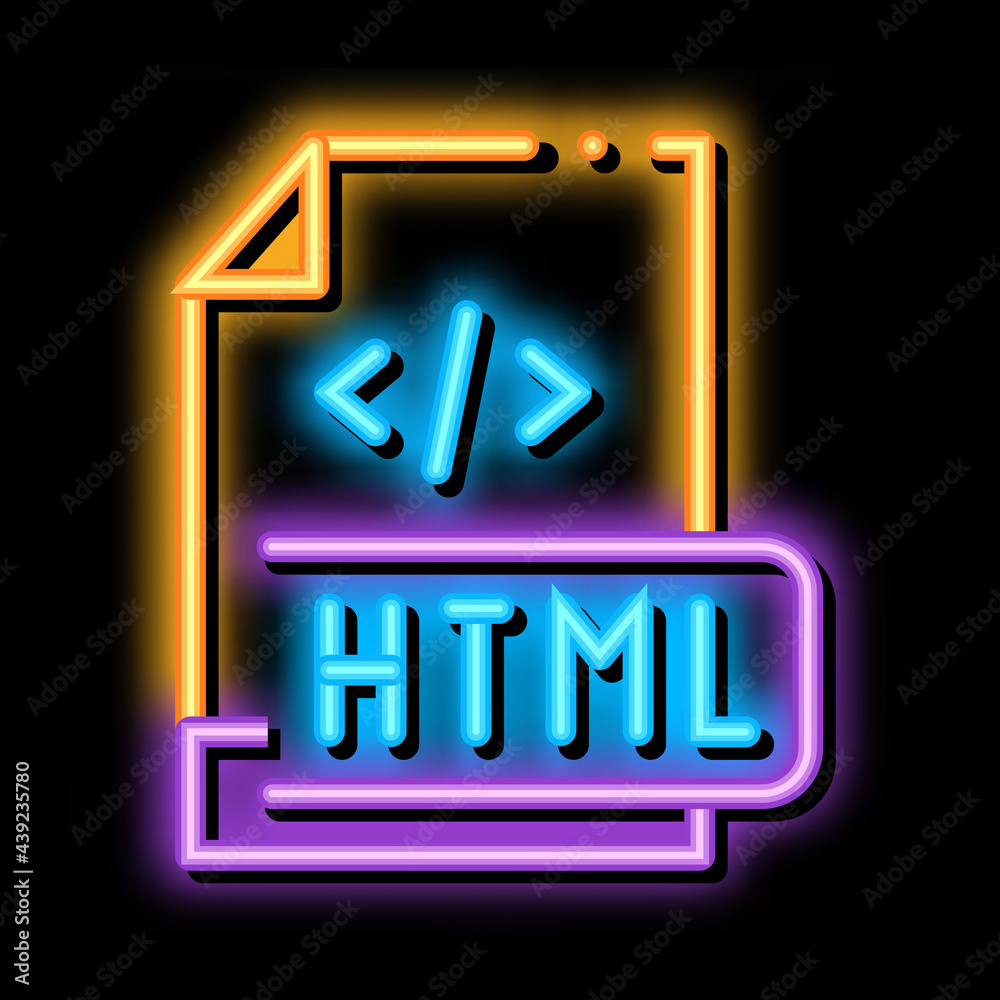 Aufkleber front end html code neon light sign vector. glowing bright icon front end html code sign. transparen
