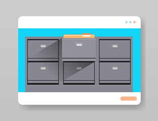 electronic file archives digital cabinet in web browser window organization service concept