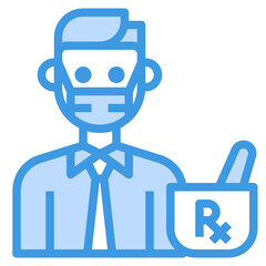 Astronaut blue line icon