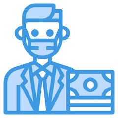 Banker blue line icon