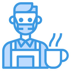 Barista blue line icon