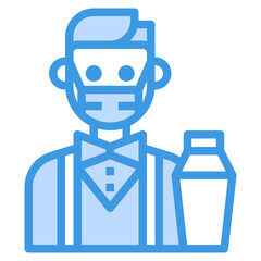 Bartender blue line icon