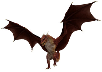 Landing Red Dragon Isolated on White Background 3d Rendering
