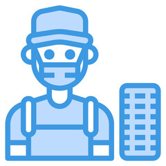 Mechanic blue line icon