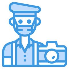 Photographer blue line icon