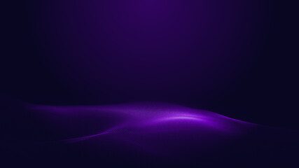 Dot blue purple wave line light gradient dark background. Abstract  technology big data digital background. 3d rendering.