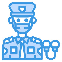 Policeman blue line icon