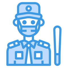 Security Man blue line icon