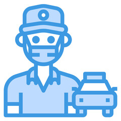 Taxi Driver blue line icon