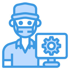 Technician blue line icon