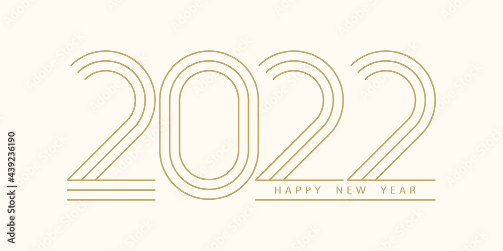 Aufkleber 2022 happy new year. 2022 modern text vector luxury design gold color. happy new year card.