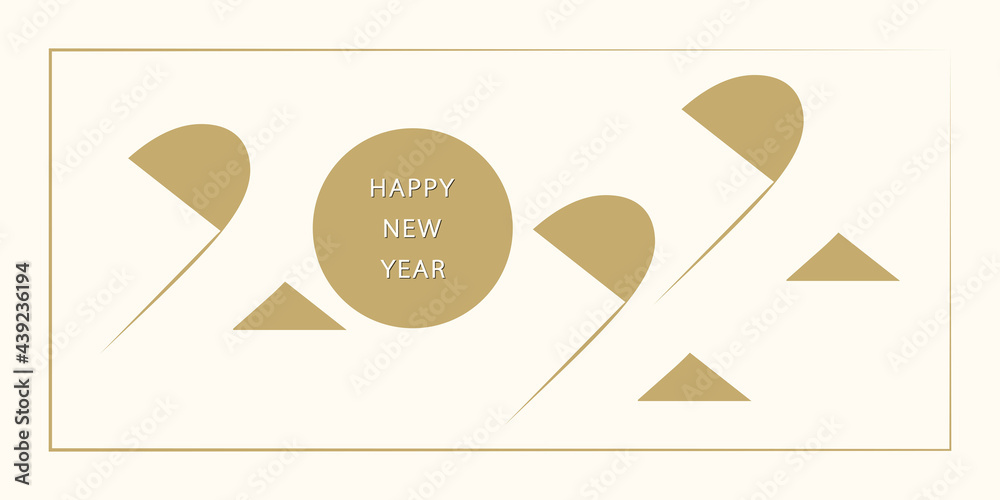 Aufkleber 2022 happy new year. 2022 modern text vector luxury design gold color. happy new year card.