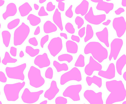 Seamless abstract pattern of pink spots. Pink geometric endless texture on the white background. Vector illustration
