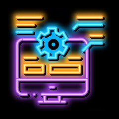 web site technician characteristics neon light sign vector. Glowing bright icon web site technician characteristics sign. transparent symbol illustration