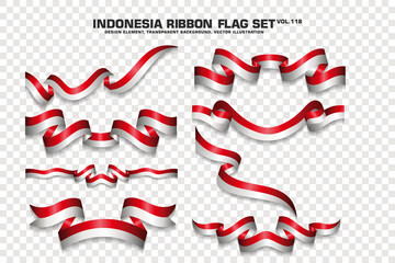 Fototapeta premium Indonesia Ribbon Flags Set, Element design, 3D style. vector Illustration