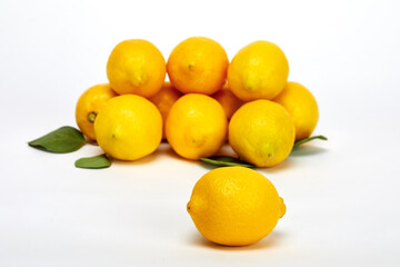 White background and fresh lemon.