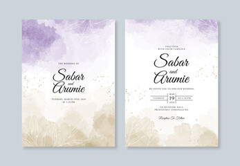 Wedding invitation template with watercolor splash