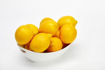 White background and fresh lemon.