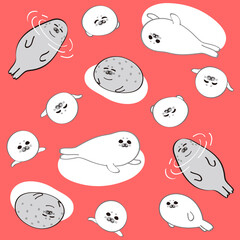 あざらし_パターン_Seals pattern_05  © sanai